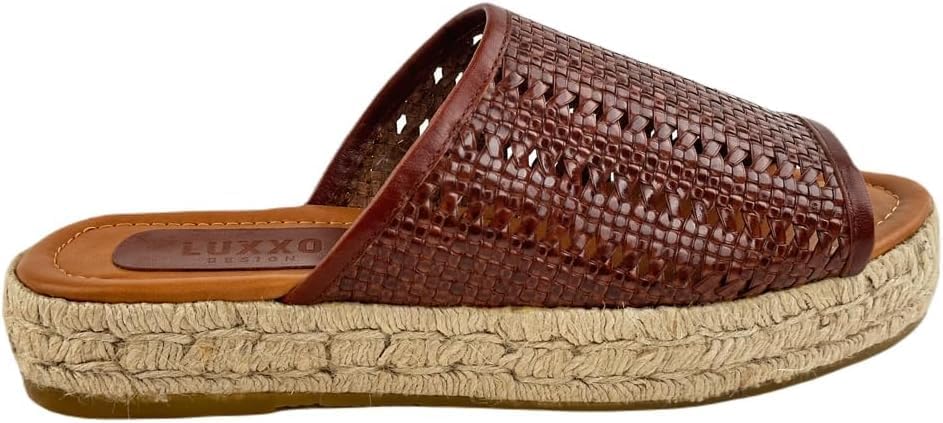 Brown Leather Women's Slippers - Wicker Weave Design, Enriched with Rich Brown Hue, Crafted with 100% Leather, 270700 Comfortable and Timeless Design