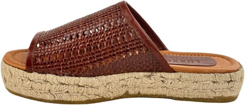 Brown Leather Women's Slippers - Wicker Weave Design, Enriched with Rich Brown Hue, Crafted with 100% Leather, 270700 Comfortable and Timeless Design