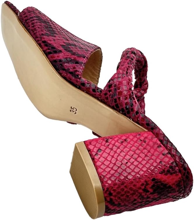 34317 Pink Snake Heeled Women's Shoes - Elevate your style with these leather heels, featuring a playful pink snake design, perfect for adding flair to any occasion.