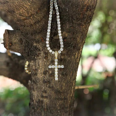 Cross Pendant Necklace Hip Hop 4Mm 5Mm Vvs Moissanite Diamond Tennis Chain 925 Silver for Women Men Jewelry