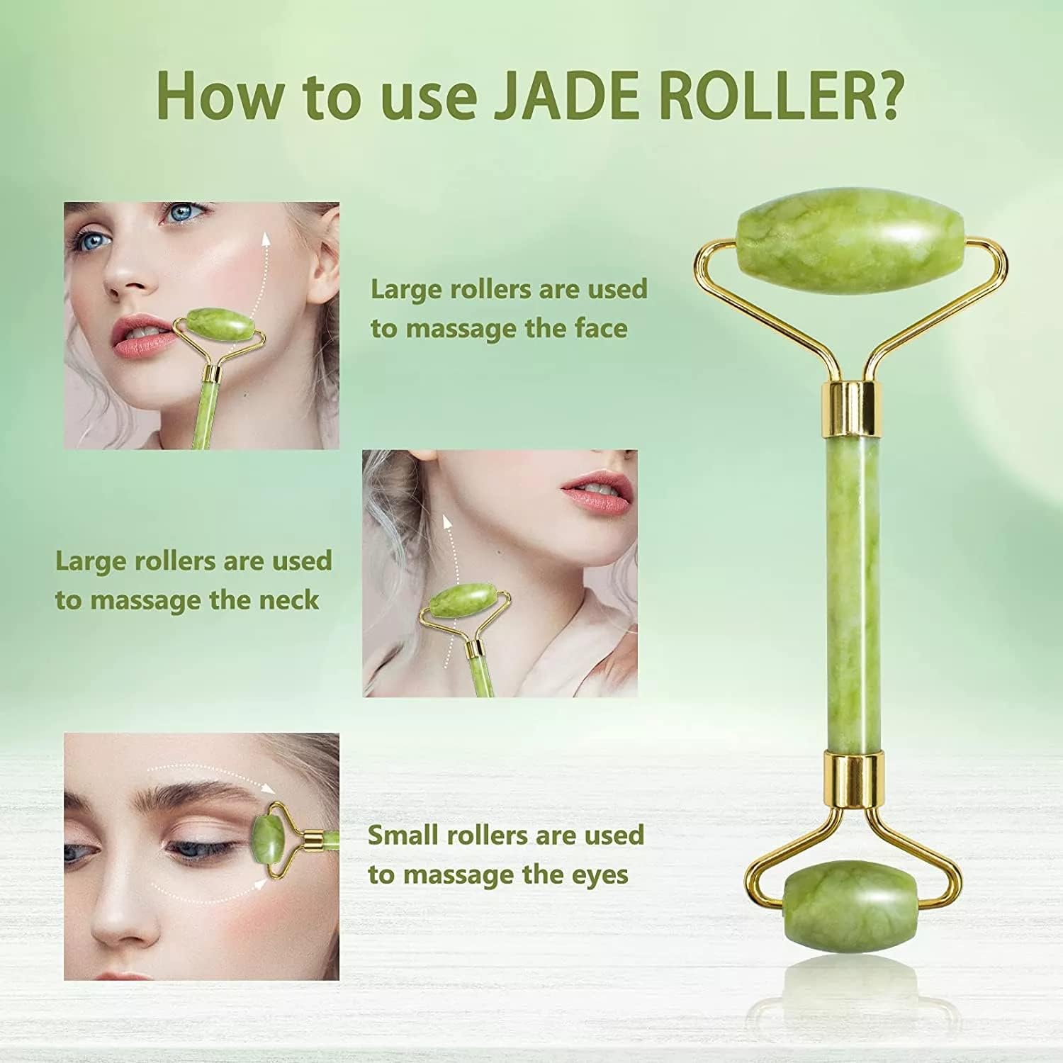 100% Natural Facial Massage Roller Rose Quartz Face Jade Roller Gua Sha Set with Box