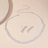 Luxury Geometric Zircon Necklace Earrings Women Crystal Earrings for Wedding Bride Jewelry Sets Accessories