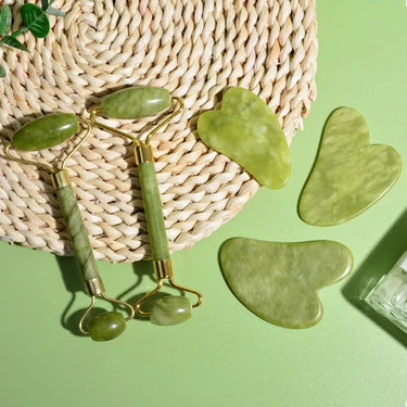 Natural Jade Roller Massager for Face Body Back Foot Massage Roller Facial Liftting Anti-Wrinkle Double-End Gua Sha Jade Stone