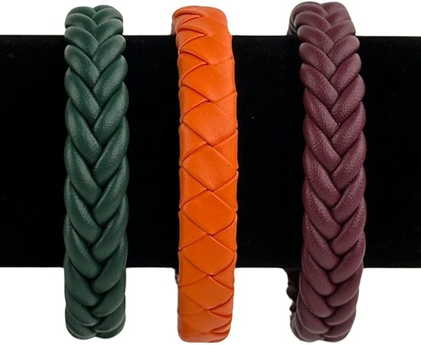 Men Bracelet Jewelry 3-Pieces Braided Leather Bracelet Stainless Steel Clasp Fashion Bracelet for Men