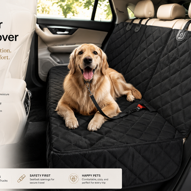 Dog Car Seat Cover, Back Seat Cover for Dogs Pet Car Seat Protector Waterproof Rear Seat Cover Durable Car Seat Cover, Fits Middle Armrest for Most Cars Suvs Trucks (53” Width)- Black