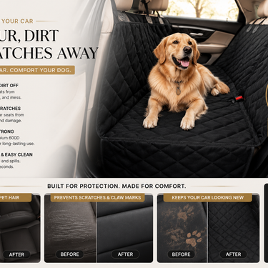 Dog Car Seat Cover, Back Seat Cover for Dogs Pet Car Seat Protector Waterproof Rear Seat Cover Durable Car Seat Cover, Fits Middle Armrest for Most Cars Suvs Trucks (53” Width)- Black
