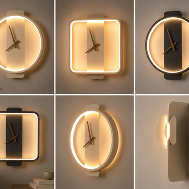Nordic Wall Lamp Bedroom Bedside Lamp Clock Modeling Lamp