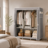Portable Closet,Portable Wardrobe Closet Storage with 3 Hanging Rods,6 Storage Shelves,Side Pocket for Clothes Storage Organizer,Gray