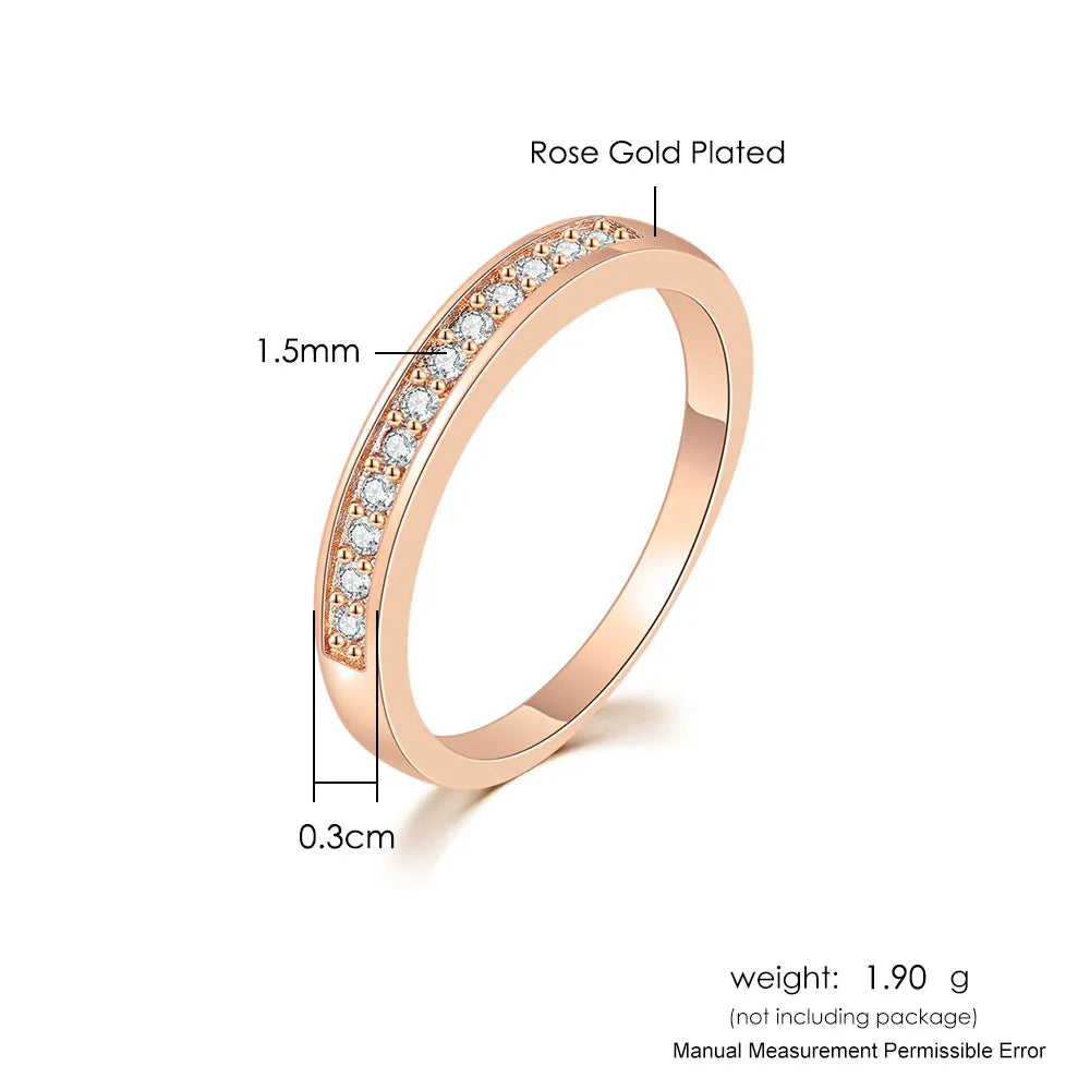 Wedding Ring For Women Lover Classic Micro-inserts Cubic Zirconia Wedding Engagement Ring Rose Gold Color Jewelry R062