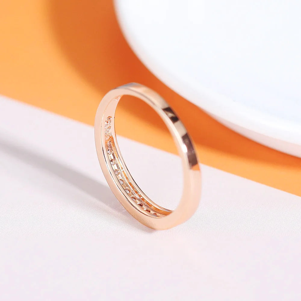 Wedding Ring For Women Lover Classic Micro-inserts Cubic Zirconia Wedding Engagement Ring Rose Gold Color Jewelry R062