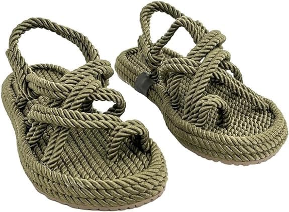 Khaki Neolit Sole Women's Rope Slippers - Propilal Outer & Inner Material, Backstrap Closure for Comfortable and Stylish Wear