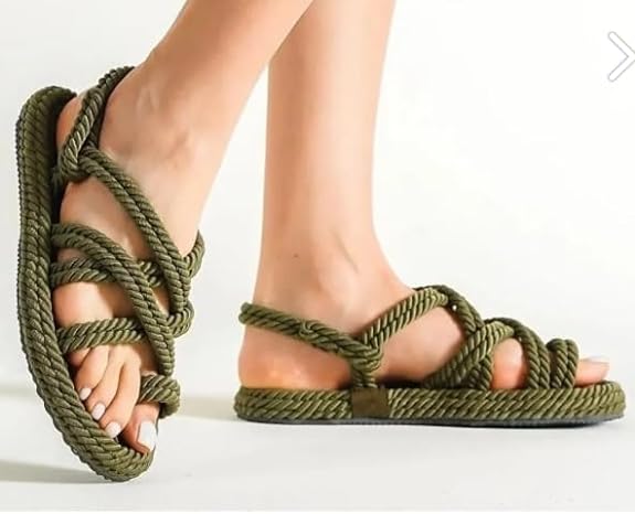 Khaki Neolit Sole Women's Rope Slippers - Propilal Outer & Inner Material, Backstrap Closure for Comfortable and Stylish Wear