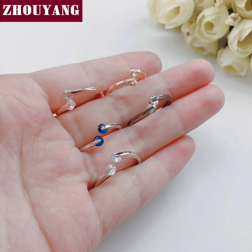 Engagement Wedding Ring For Women Classic Elegant Twin Cubic Zirconia Rose Gold Color Fashion Jewelry Gift ZYR007