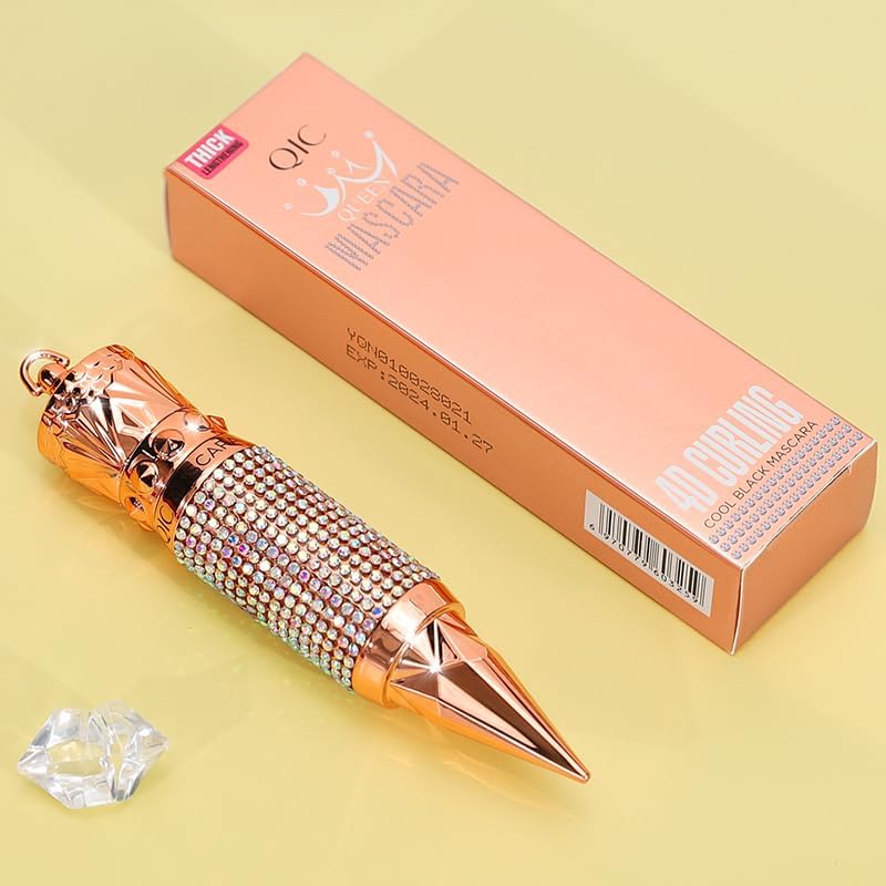 Diamond waterproof eyelash mascara round plastic custom beauty golden mascara for Women