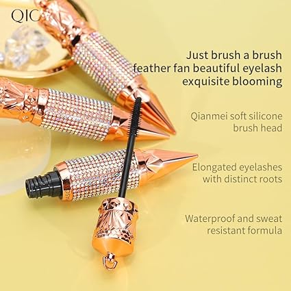 Diamond waterproof eyelash mascara round plastic custom beauty golden mascara for Women