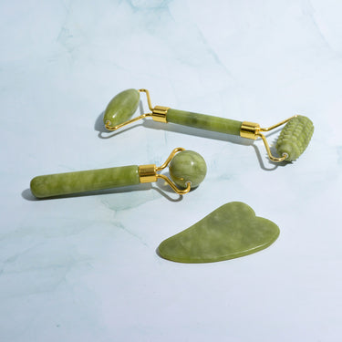 Natürlicher Jade Roller Massager für Gesicht, Körper, Rücken, Fuß Massage Roller, Facelifting, Anti-Falten, Doppel-Ende Gua Sha Jade Stein