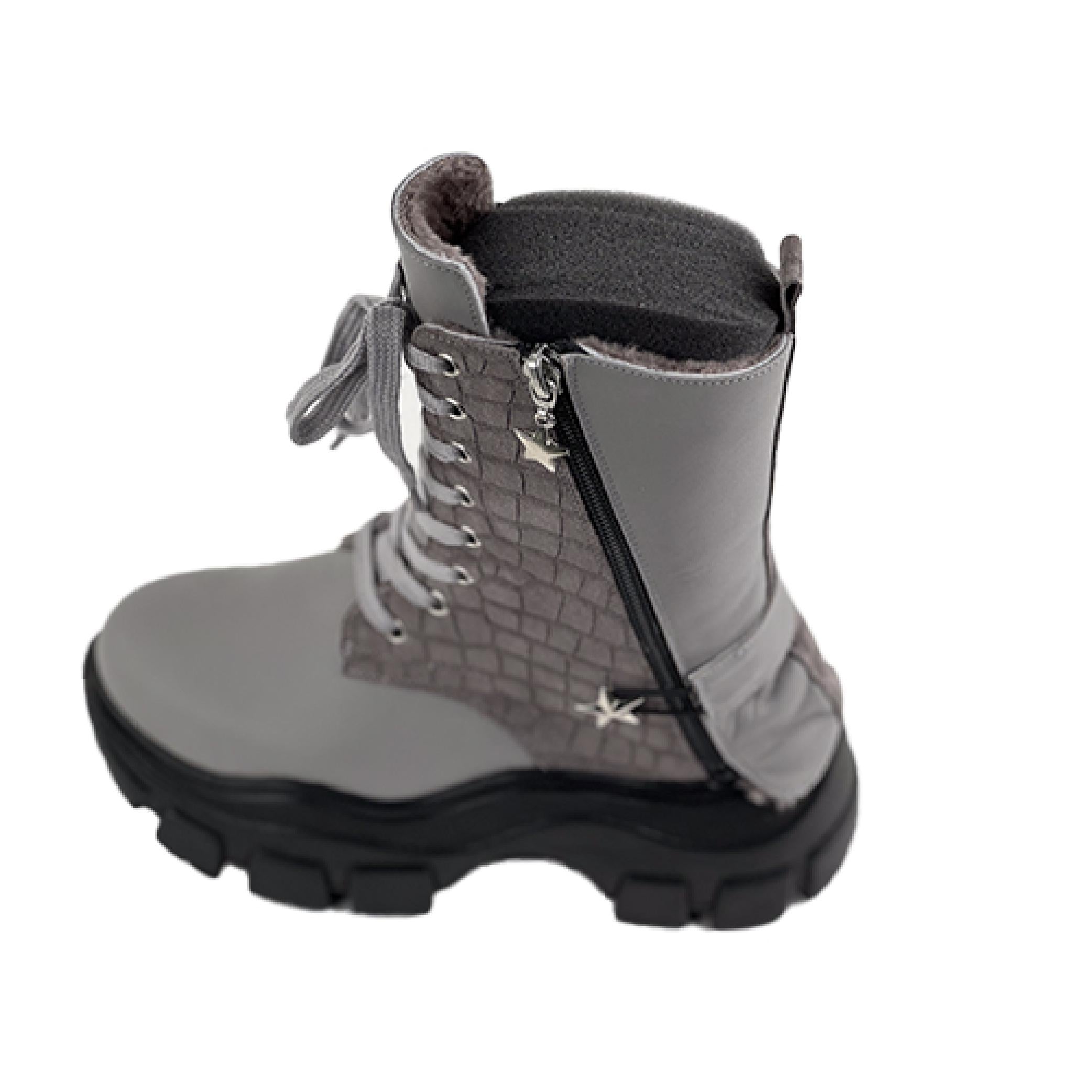 Gray Leather - Gray Print Special Design Genuine Leather Women's Boots/Sandals-Experience Special Design In Vibrant Grey Hues