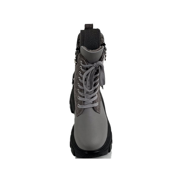 Gray Leather - Gray Print Special Design Genuine Leather Women's Boots/Sandals-Experience Special Design In Vibrant Grey Hues