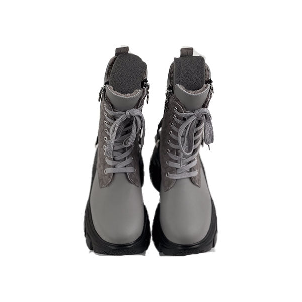 Gray Leather - Gray Print Special Design Genuine Leather Women's Boots/Sandals-Experience Special Design In Vibrant Grey Hues