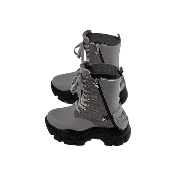 Gray Leather - Gray Print Special Design Genuine Leather Women's Boots/Sandals-Experience Special Design In Vibrant Grey Hues