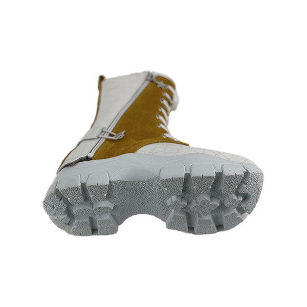 White-Yellow Crocodile Genuine Leather Women's Boots/Sandals - Elevate Your Style with a Unique Blend of Fashion and Originality