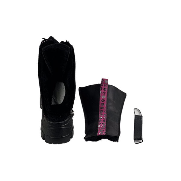 Black-Fuchsia Special Design Genuine Leather Crocodile Women's Boots/Sandals-Authentic Crocodile Leather, Combining Elegance and Style for a Distinct and Fashionable Look