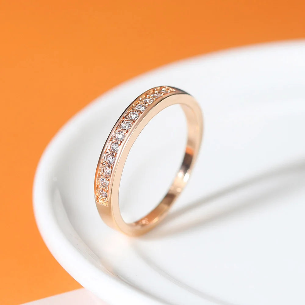 Wedding Ring For Women Lover Classic Micro-inserts Cubic Zirconia Wedding Engagement Ring Rose Gold Color Jewelry R062