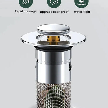 1PCS Washbasin Leak Plug, Stainless Steel Odor Proof Bouncing Core, Press Type Sink Drain, Universal Accessory for Washbasin