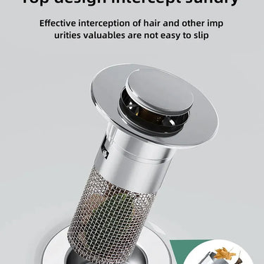 1PCS Washbasin Leak Plug, Stainless Steel Odor Proof Bouncing Core, Press Type Sink Drain, Universal Accessory for Washbasin