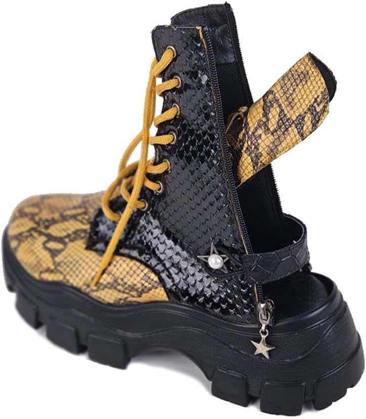 Yellow Python Genuine Leather Women's Boots/Sandals - Experience Special Design In Vibrant Yellow-Black Hues - Elevate Your Style with the Unique Blend of Fashion and Authenticity