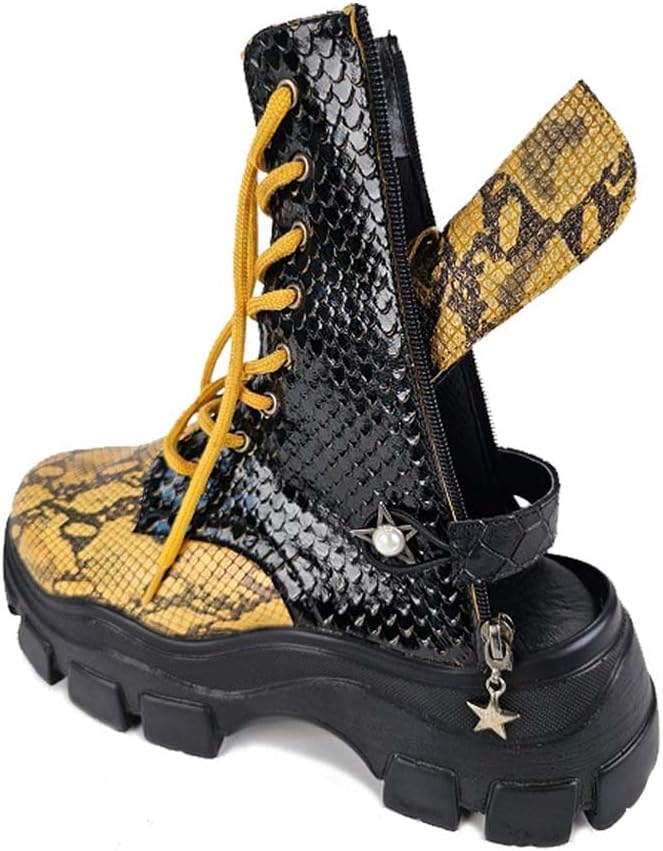 Yellow Python Genuine Leather Women's Boots/Sandals - Experience Special Design In Vibrant Yellow-Black Hues - Elevate Your Style with the Unique Blend of Fashion and Authenticity