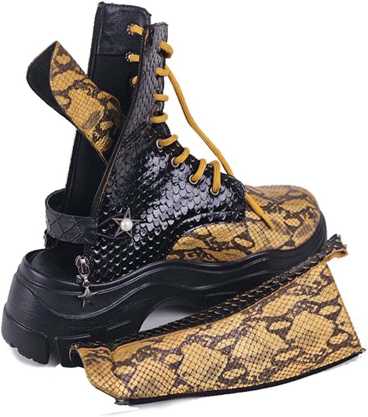 Yellow Python Genuine Leather Women's Boots/Sandals - Experience Special Design In Vibrant Yellow-Black Hues - Elevate Your Style with the Unique Blend of Fashion and Authenticity