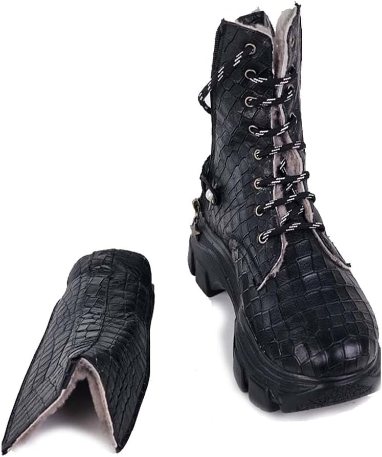 Black Nubuck Genuine Leather Crocodile Women's Boots/Sandals - Authentic Crocodile Leather, Combining Elegance and Style for a Distinct and Fashionable Look