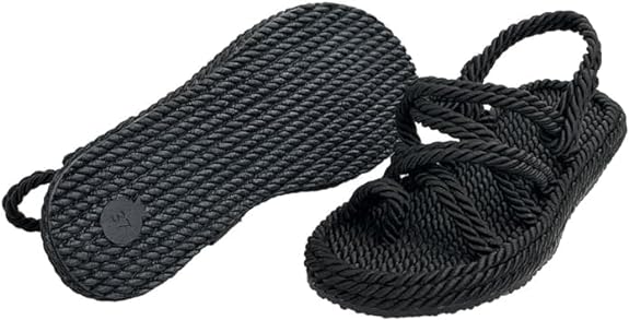 Black Neolit Sole Women's Rope Slippers - Propilal Outer & Inner Material, Backstrap Closure for Comfortable and Stylish Wear