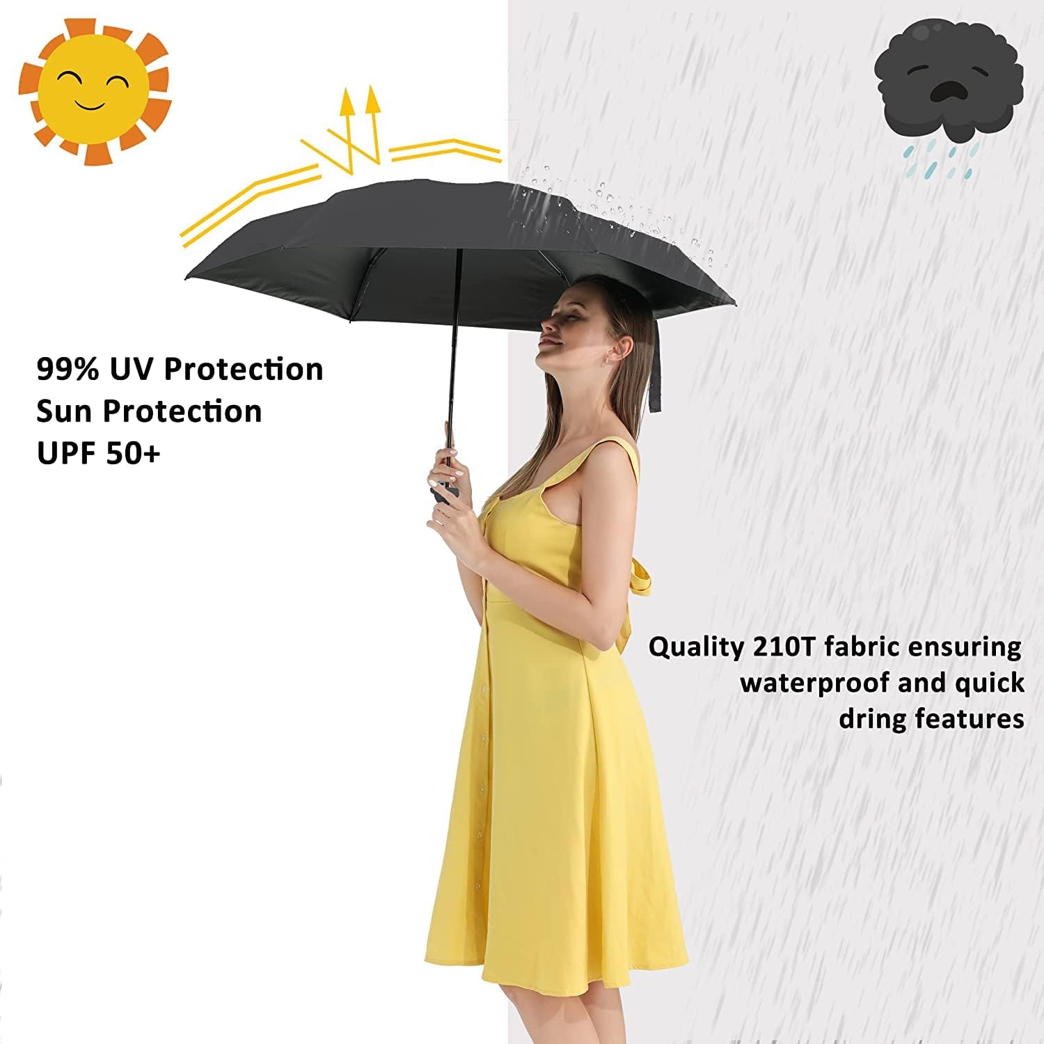 Umbrella Compact Strong Windproof Automatic Umbrellas, Folding Lightweight, Portable Travel Golf Umbrella for Rain, One Button Auto Open and Close