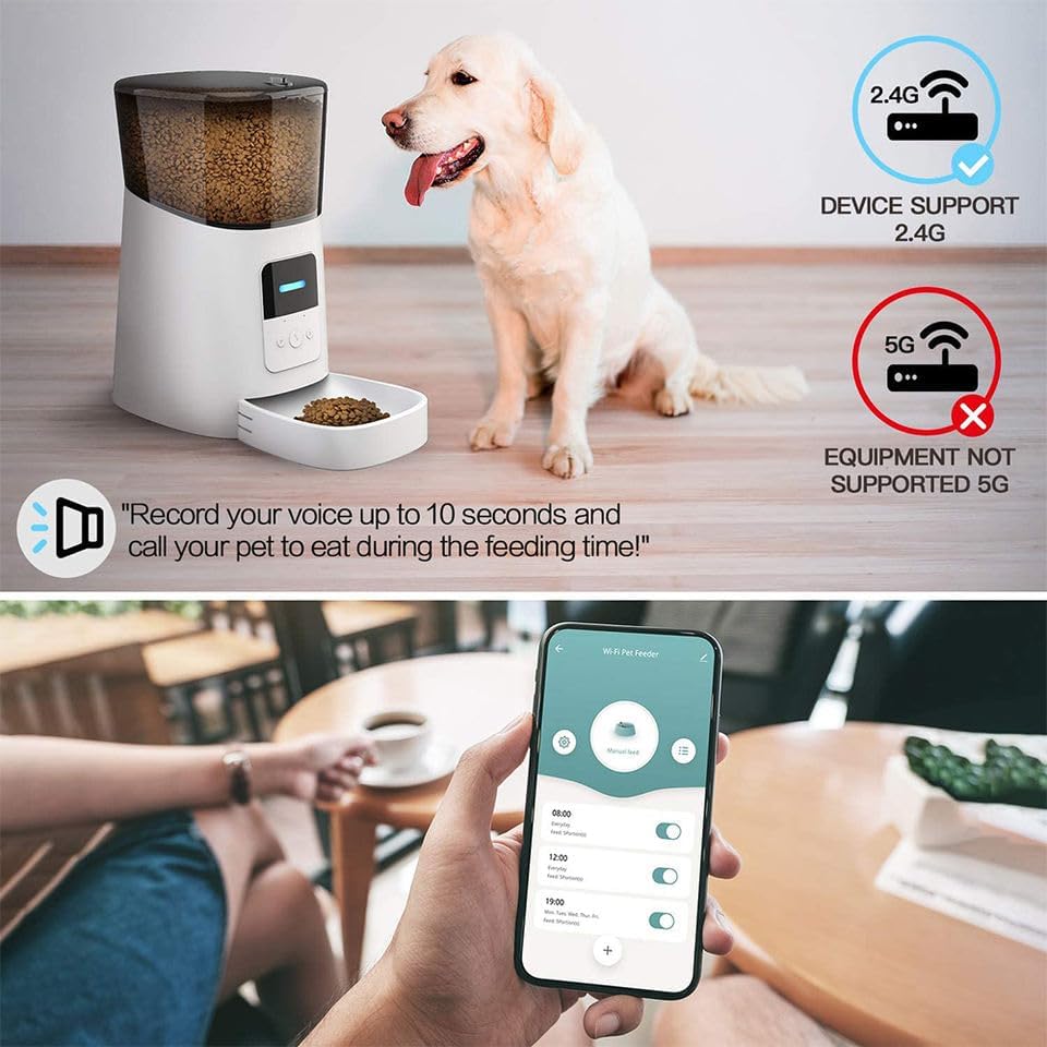 Automatic Dog Cat Smart Pet Feeder Wifi Mobile Phone App Remote Control Timer Feeding & Watering Supplies for Cats and Dogs Smart Feed and Voice Recorder Mobile Phone Control