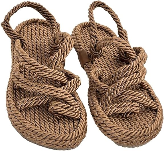 Tan Neolit Sole Women's Rope Slippers - Propilal Outer & Inner Material, Backstrap Closure for Comfortable and Stylish Wear