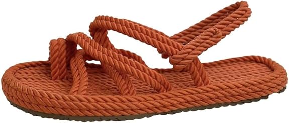 Orange Neolit Sole Women's Rope Slippers - Propilal Outer & Inner Material, Backstrap Closure for Comfortable and Stylish Wear