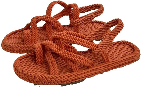 Orange Neolit Sole Women's Rope Slippers - Propilal Outer & Inner Material, Backstrap Closure for Comfortable and Stylish Wear