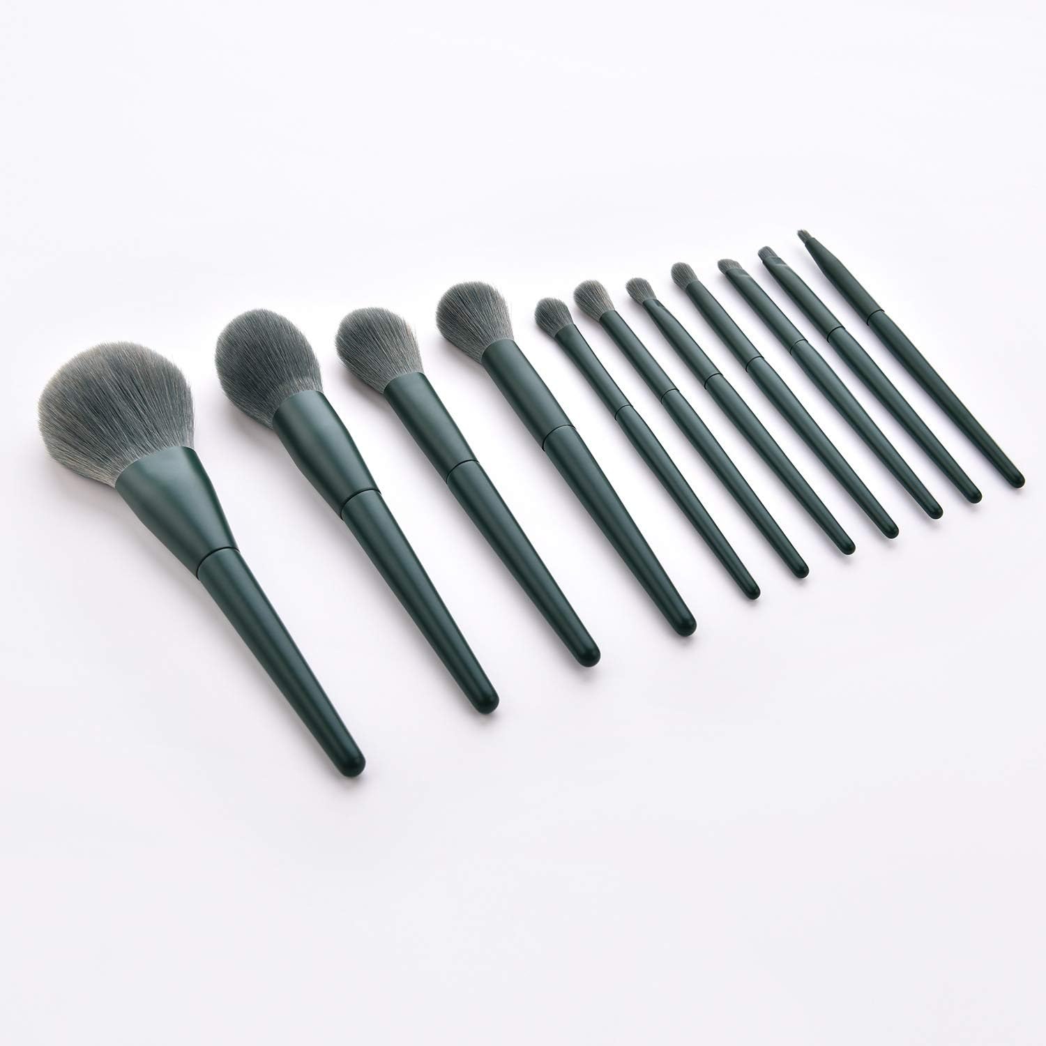 11pcs Green Wood Handle Face Beauty Eye Shadow Brush Foundation Brush Makeup Brushes Set