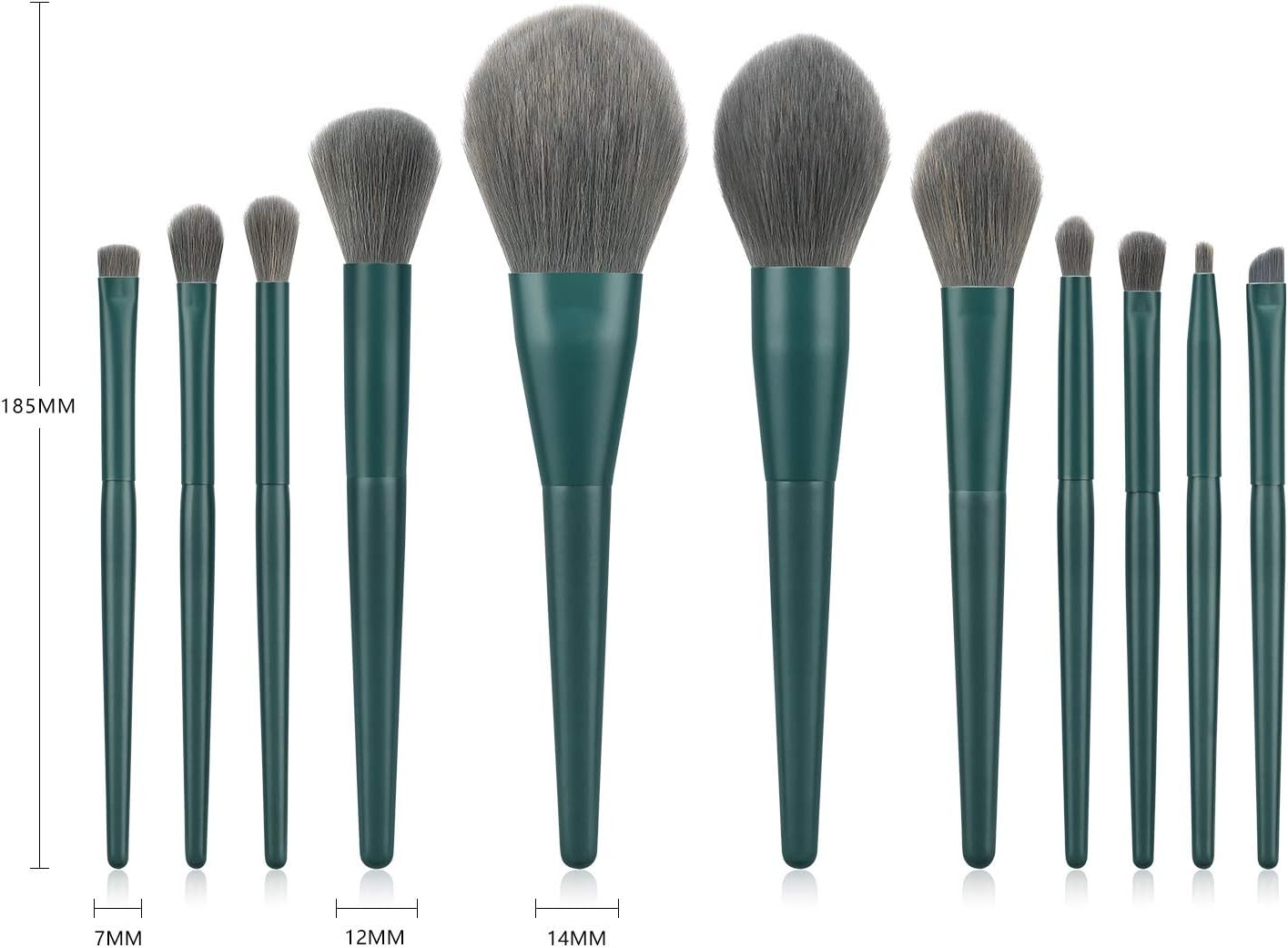 11pcs Green Wood Handle Face Beauty Eye Shadow Brush Foundation Brush Makeup Brushes Set